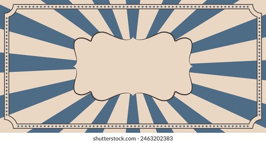 Horizontal circus retro background with rays. Vector illustration.