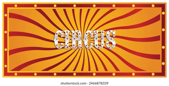 Horizontal circus retro background with rays with circus typography vector illustration
