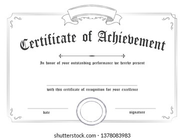  Horizontal classic retro certificate of achievement paper template white background