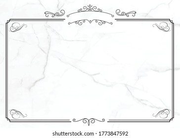 El fondo horizontal clásico de papel de mármol blanco con borde ornamental retro en vector