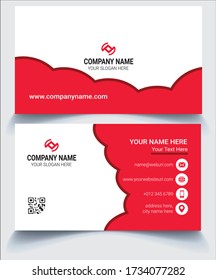 Horizontal saubere rot-weiße Farbe einfache Visitenkarten-Design-Vektorvorlage, Horizontal saubere Rot-Weiß-Farbe einfache Visitenkarten-Design Vektor