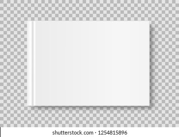 Horizontal closed book mock up isolated on transparent background. White blank cover. 3D realistic book, notepad, diary etc vector illustration