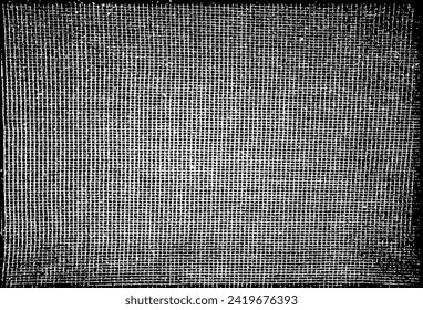 Horizontal close-up texture of natural weave cloth in white and black color. White fabric woven isolated on a black background.