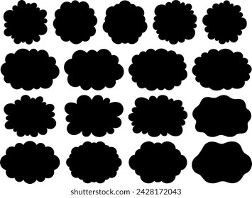 Horizontal cloud shaped frame silhouette illustration set