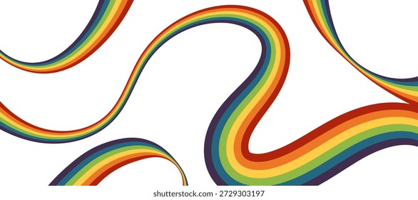 Banner mit horizontaler Hintergrundfarbe und dynamischen Bändern von LGBT-Community-Farben auf weißem Hintergrund.