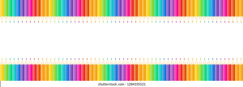 horizontal color pencils isolated on white with space,vector illustration.