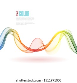 
Horizontal color stylish wave with shadow on a white background. Design element