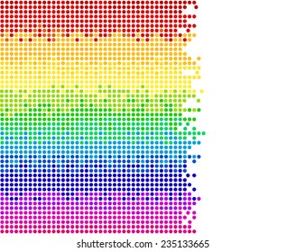 horizontal colored dots on white background, bright mosaic pixels, vector illustration - you can change the background color and the color of dots