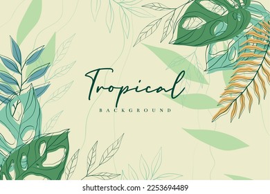 Horizontal colored foliage background with different leaves Vector
