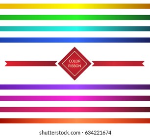 horizontal colored silk ribbon. vector template color gradient. Shine satin ribbon. 