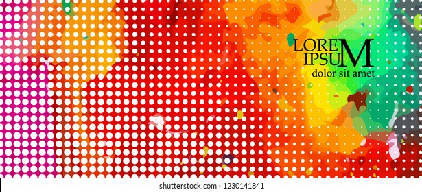 Horizontal colorful background of paint stains. Vector