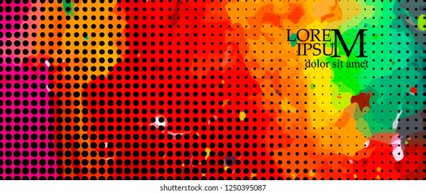 Horizontal colorful background of paint stains. Vector