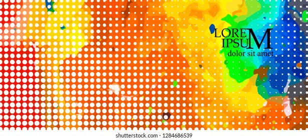 Horizontal colorful background of paint stains. Vector