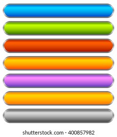 Horizontal colorful banner, button backgrounds. Set of vivid web or print buttons with blank space for your message.