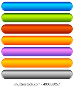 Horizontal colorful banner, button backgrounds. Set of vivid web or print buttons with blank space for your message.
