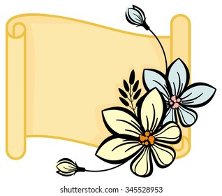 Horizontal colorful frame with flowers