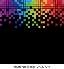Horizontal colorful pixels with black background
