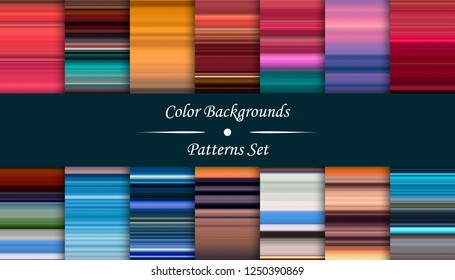 Horizontal colorful stripes abstract background, stretched pixels effect, seamless patterns, set