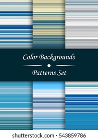 Horizontal colorful stripes abstract background, stretched pixels effect, seamless patterns, set
