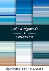 Horizontal colorful stripes abstract background, stretched pixels effect, seamless patterns, set