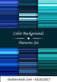 Horizontal colorful stripes abstract background, stretched pixels effect, seamless patterns, set