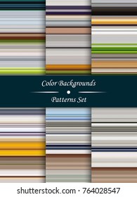 Horizontal colorful stripes abstract background, stretched pixels effect, seamless patterns, set