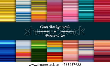 Horizontal colorful stripes abstract background, stretched pixels effect, seamless patterns, set
