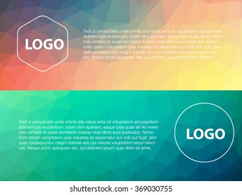 Horizontal colorful vibrant modern polygonal banner mock ups