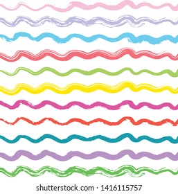 Horizontal colorful wavy stripes pattern background. creative colorful nice brush strokes and hand drawn with horizontal lines pattern background