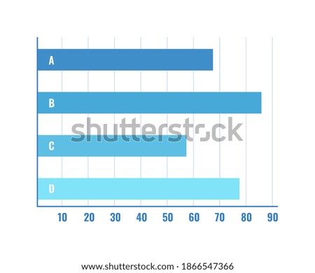 Horizontal column graph for business presentation isolated