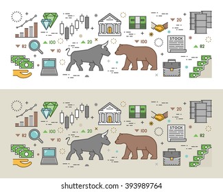 Horizontal concept of stock market. Modern banner of commodity exchange.