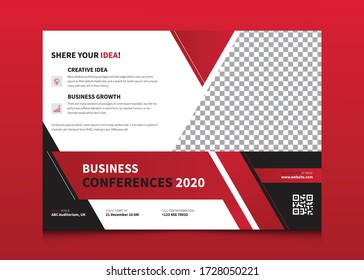 Horizontal Conference flyer 2020 design template.Corporate Business Flyer Leaflet template in A4 size