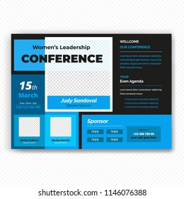 Horizontal Conference flyer design template. Women Leadership Conference    Flyer Design , Business or Corporate Conference Flyer Design, with nice background, vector eps10
