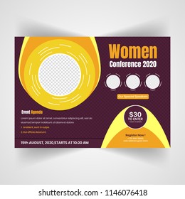 Horizontal Conference flyer design template. Women Leadership Conference    Flyer Design , Business or Corporate Conference Flyer Design, with nice background, vector eps10
