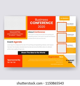 Horizontal Conference flyer design template. Women Leadership Conference Flyer Design , Business or Corporate Conference Flyer Design, with nice background, vector eps10