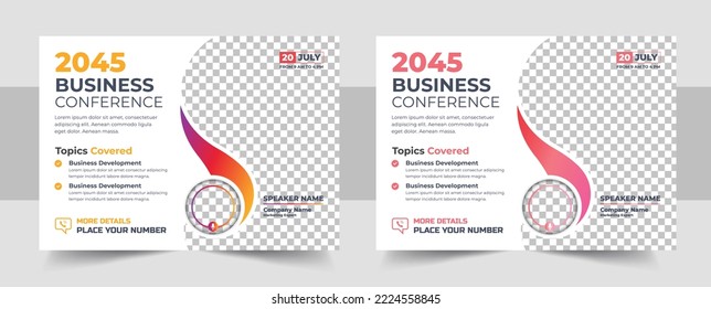 Horizontal Conference Flyer Design Template. Women Leadership Conference Flyer Design , Business Or Corporate Conference Flyer Design With Nice Background, Vector Eps10