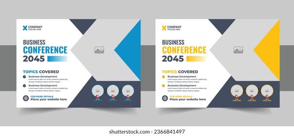 Horizontale Konferenzflyer-Designvorlage. Women Ledership Conference Flyer Design , Business oder Corporate Conference Flyer Design mit schönem Hintergrund, Vektorgrafiken