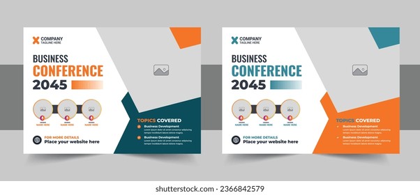 Horizontale Konferenzflyer-Designvorlage. Women Ledership Conference Flyer Design , Business oder Corporate Conference Flyer Design mit schönem Hintergrund