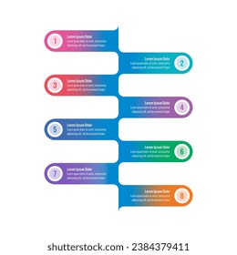 horizontal and connected strips infographic template. education, annual report, internet, business, magazine informational template. eight steps infographic template