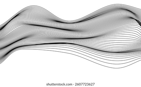 Horizontal contour lines creating abstract black and white landscape