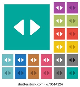 Horizontal control arrows multi colored flat icons on plain square backgrounds. Included white and darker icon variations for hover or active effects.