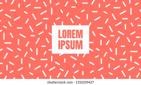 Horizontal coral geometric abstract colorful in memphis style line pattern background.