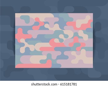 Horizontal cover A4 background from a multi-colored camouflage geometric pattern in a modern flat style for the design of a flyer, poster, postcard, leaflet, booklet, book, site. Vector illustration.