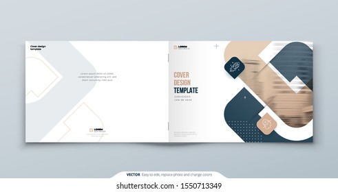 Horizontal Cover Design. Landscape A4 Cover Template For Brochure, Report, Catalog, Magazine. Modern Cover Concept