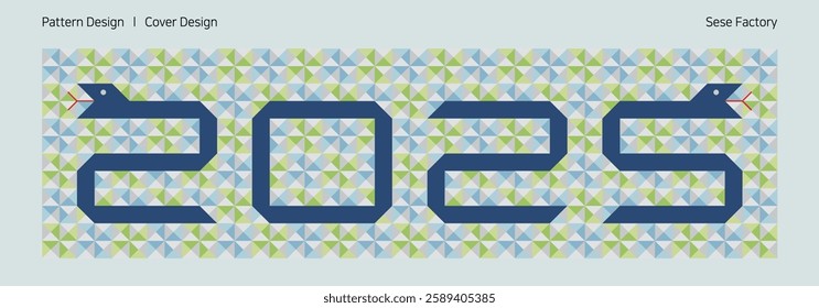 A horizontal cover design that expresses the Year of the Snake in a pattern for the new year of 2025