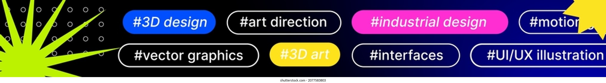Horizontal Cover. Graphic 3D Design, Ui, Ux art illustration. Header for Freelancer. Vector illustration