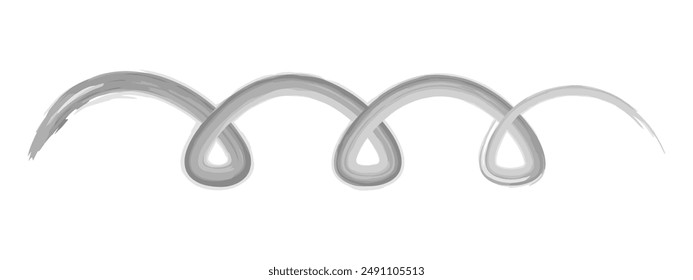 Horizontal curl of the spring. Sketch. Hand drawn watercolor sign. The line is folded into triangular loops. Vector illustration. Outline on isolated white background. Doodle style. 