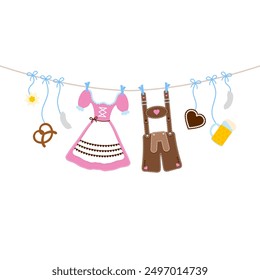 Horizontal Curved Hanging Oktoberfest Symbols Pink Brown