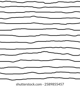 Horizontal curved lines, hand drawing, minimalistic vector background, seamless pattern