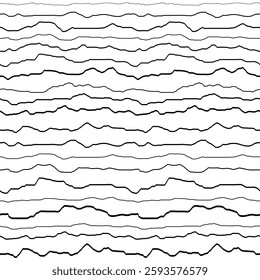 Horizontal curved lines, hand drawing, minimalistic vector background, seamless pattern